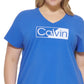 Camiseta Calvin Klein Feminina com Logotipo Azul Tamanho 1X