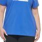 Camiseta Calvin Klein Feminina com Logotipo Azul Tamanho 1X