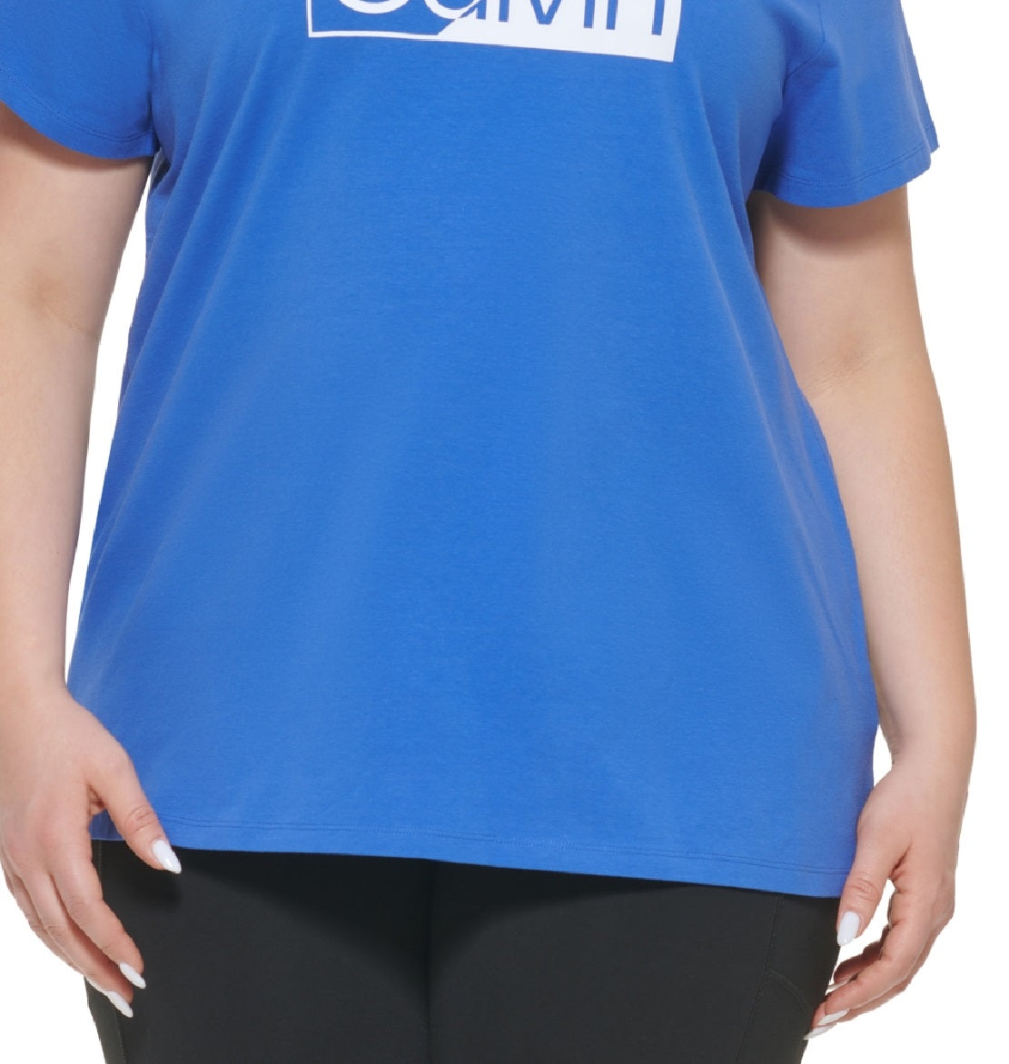 Camiseta Calvin Klein Feminina com Logotipo Azul Tamanho 1X