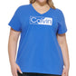 Camiseta Calvin Klein Feminina com Logotipo Azul Tamanho 1X