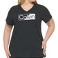 Camiseta Calvin Klein Feminina com Logotipo Preta Tamanho 2X
