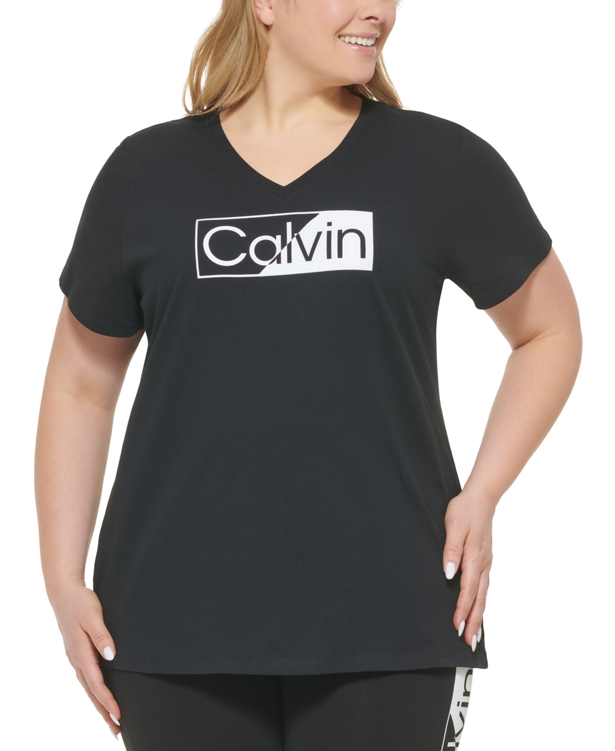 Camiseta Calvin Klein Feminina com Logotipo Preta Tamanho 2X