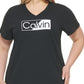 Camiseta Calvin Klein Feminina com Logotipo Preta Tamanho 2X