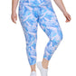 Calça legging feminina estampada de cintura alta Calvin Klein azul tamanho 3X