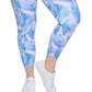 Calça legging feminina estampada de cintura alta Calvin Klein azul tamanho 3X