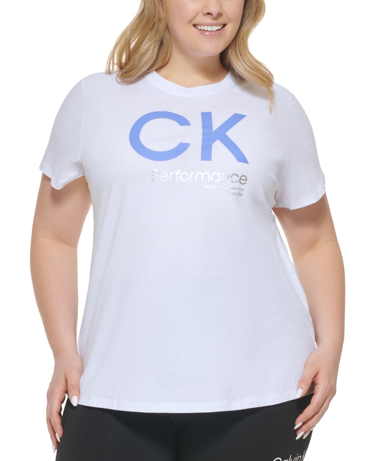 Camiseta Calvin Klein Performance Plus Logo Feminina Branca Tamanho 3X