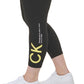 Calça legging feminina Calvin Klein CK Logo cintura alta 7/8 amarela tamanho 2X