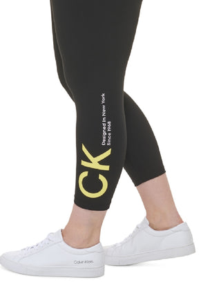 Calça legging feminina Calvin Klein CK Logo cintura alta 7/8 amarela tamanho 2X