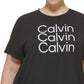 Camiseta Calvin Klein Feminina Triple Logo Preta Tamanho 3X