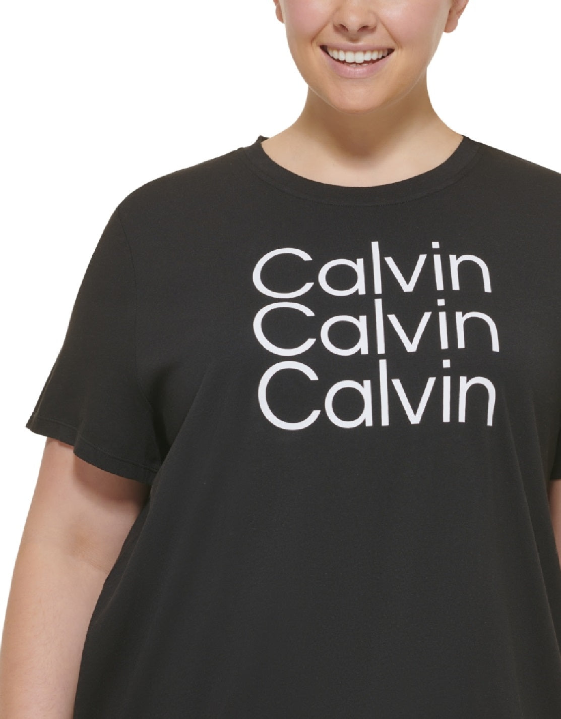 Camiseta Calvin Klein Feminina Triple Logo Preta Tamanho 3X