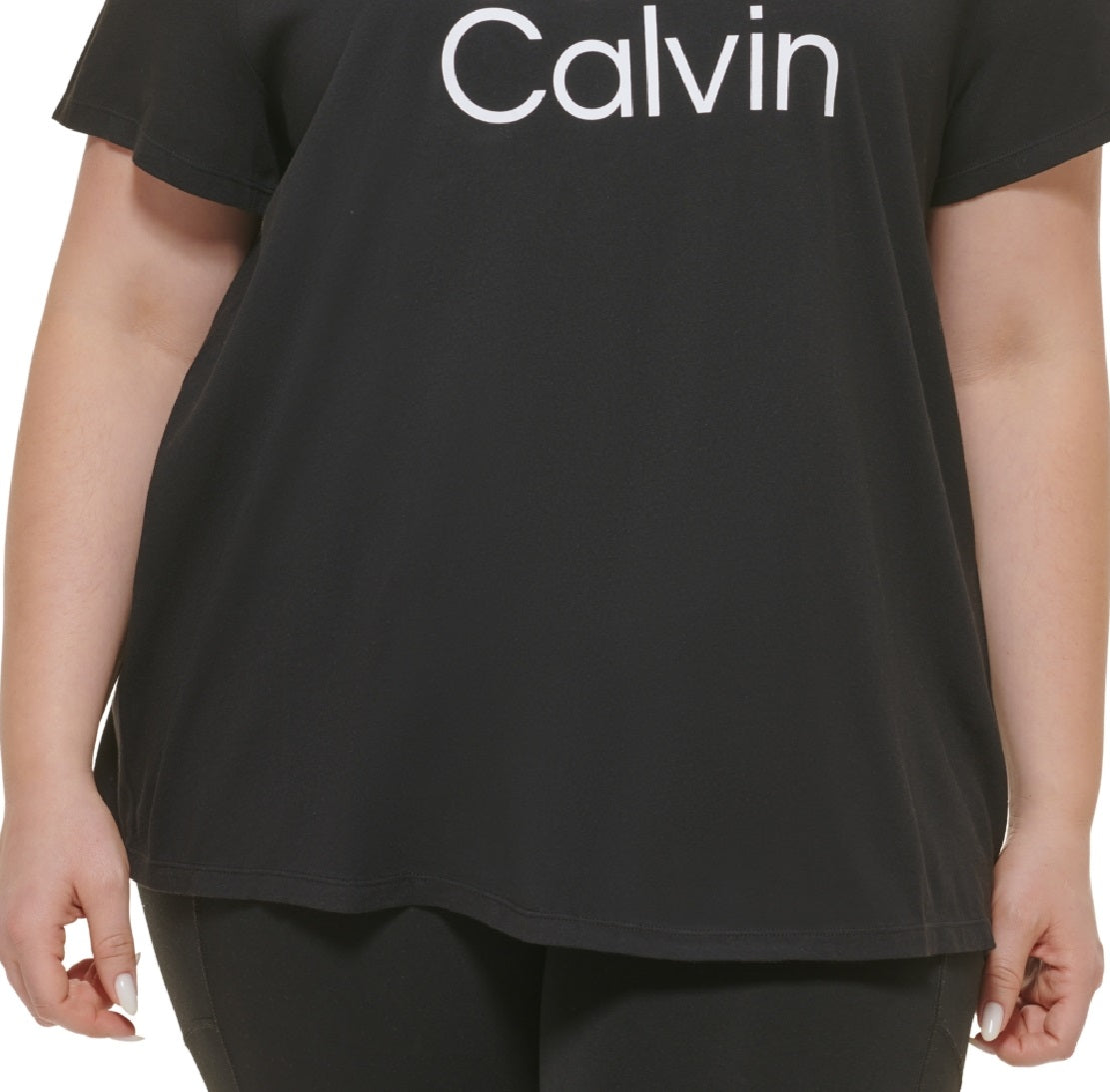 Camiseta Calvin Klein Feminina Triple Logo Preta Tamanho 3X