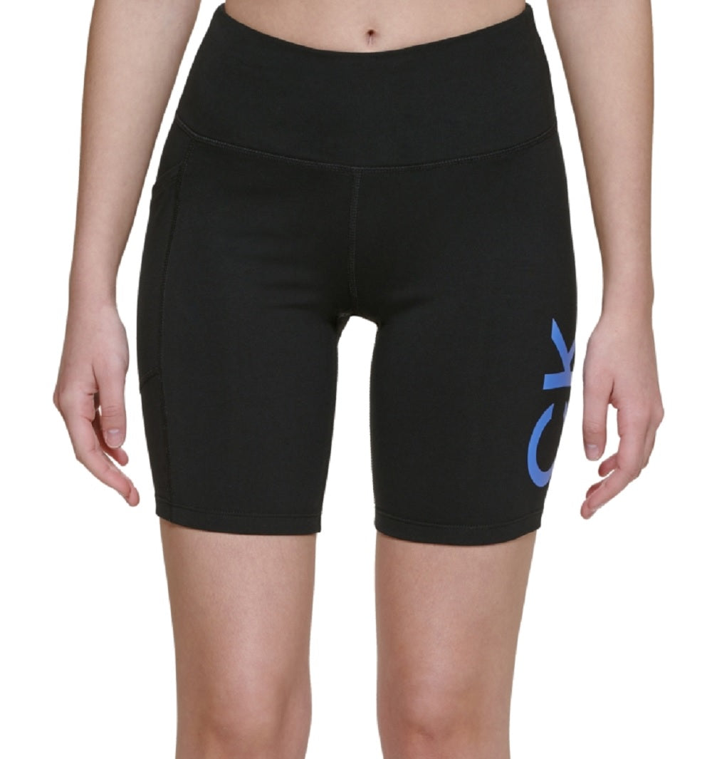 Calvin Klein Shorts Feminino Cintura Alta Logo Biker Preto Tamanho P