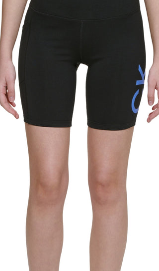 Calvin Klein Shorts Feminino Cintura Alta Logo Biker Preto Tamanho P