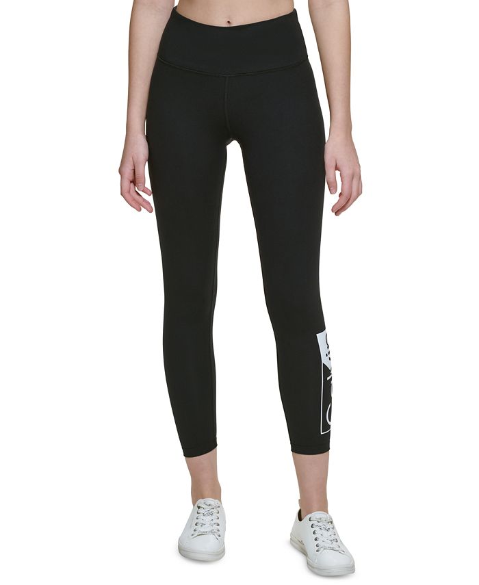 Calça legging feminina Calvin Klein com logo 7/8, branca, tamanho extragrande