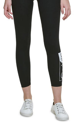 Calça legging feminina Calvin Klein com logo 7/8, branca, tamanho extragrande