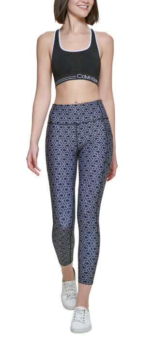 Calça legging feminina Calvin Klein estampada cintura alta 7/8 preta tamanho extragrande