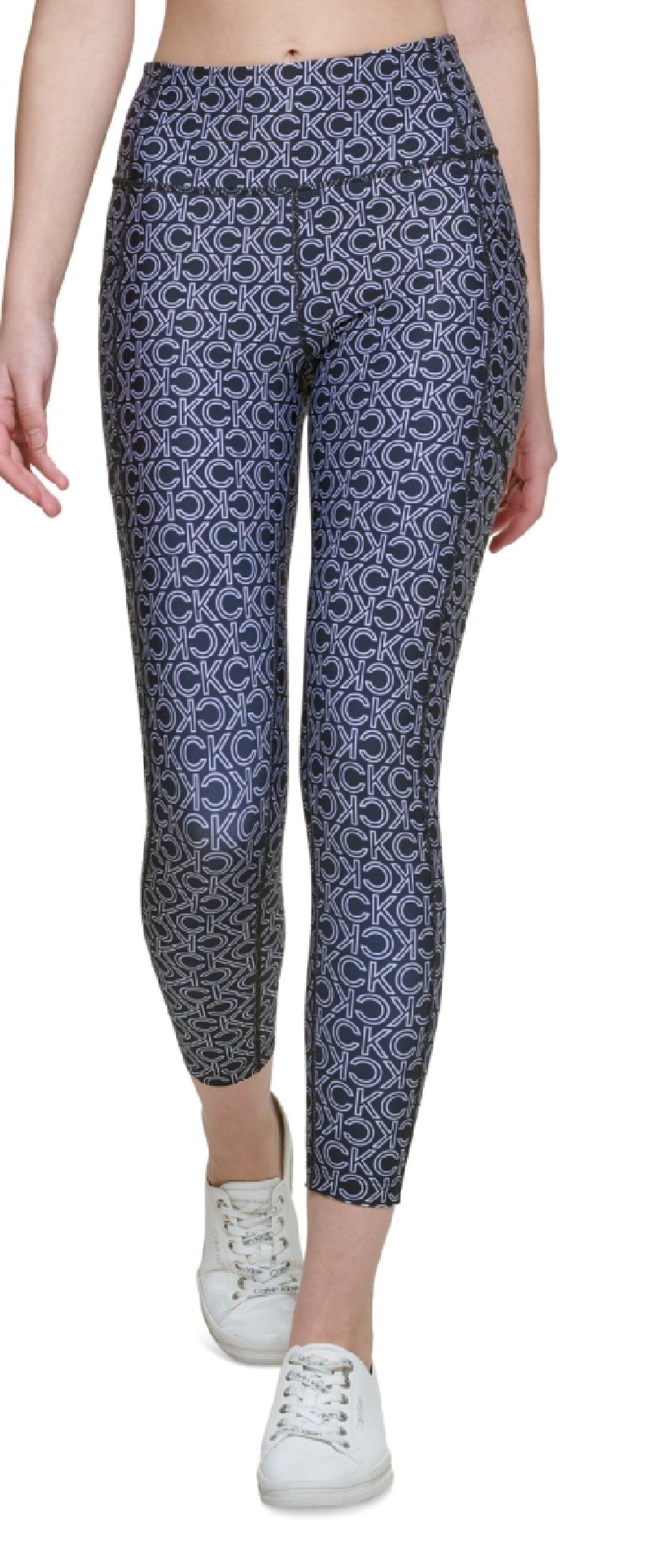 Calça legging feminina Calvin Klein estampada cintura alta 7/8 preta tamanho extragrande