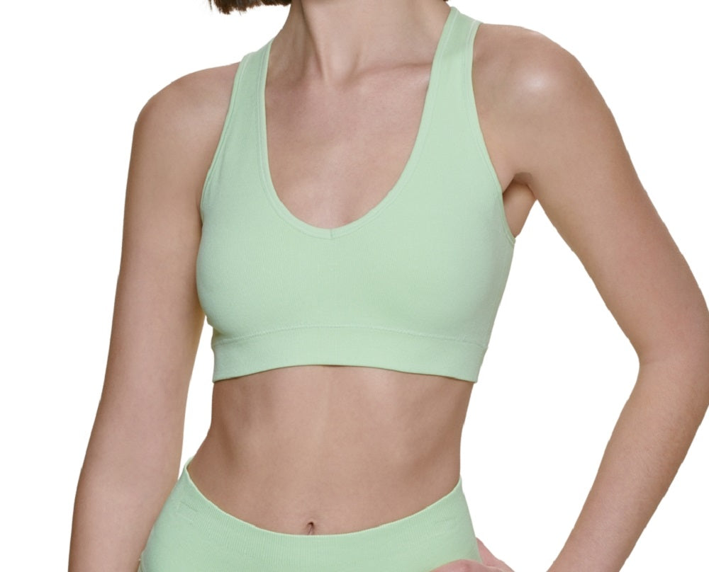 Sutiã esportivo canelado feminino Calvin Klein, verde, tamanho pequeno