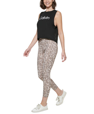 Calça legging feminina Calvin Klein estampada cintura alta 7/8 bege tamanho extragrande