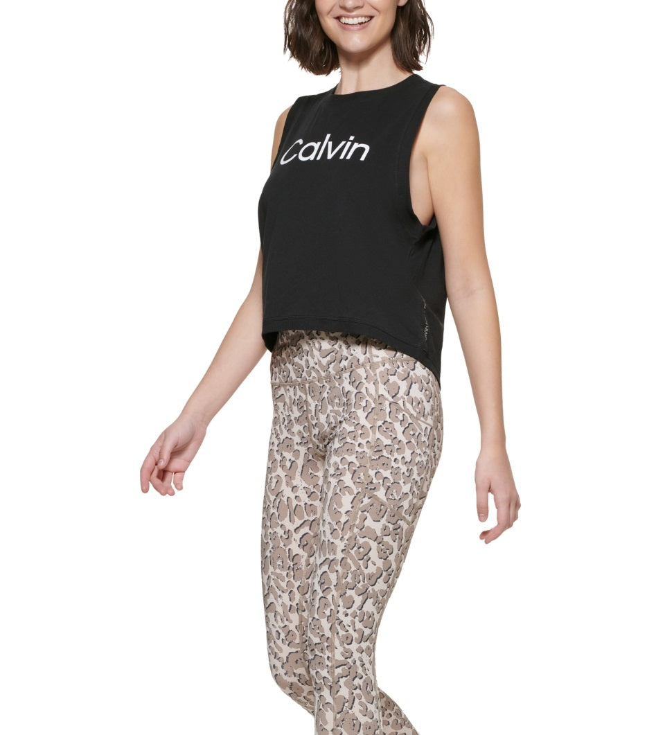 Calça legging feminina Calvin Klein estampada cintura alta 7/8 bege tamanho extragrande