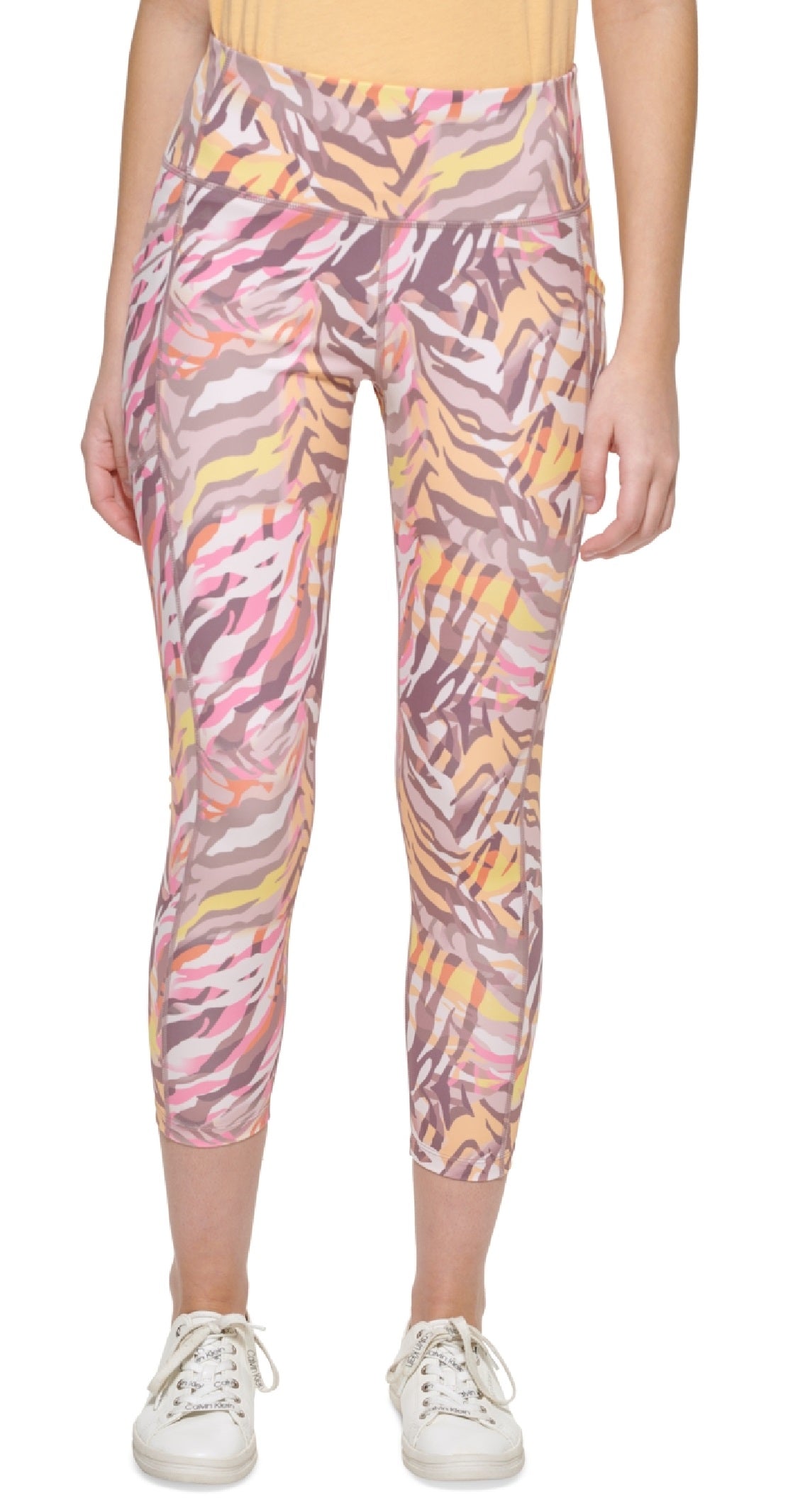 Calça legging feminina Calvin Klein estampada cintura alta 7/8 rosa tamanho médio