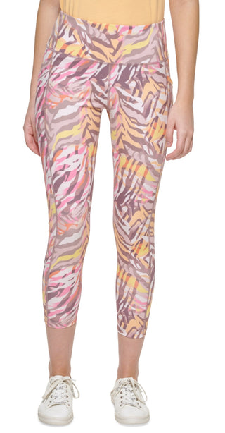 Calça legging feminina Calvin Klein estampada cintura alta 7/8 rosa tamanho médio