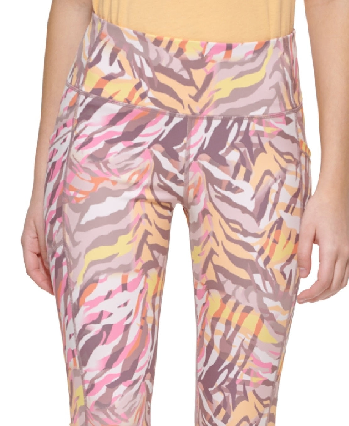 Calça legging feminina Calvin Klein estampada cintura alta 7/8 rosa tamanho médio