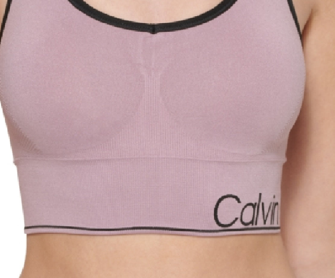Sutiã esportivo feminino Calvin Klein com costas nadador de impacto médio marrom