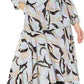 Vestido midi envelope estampado com ombros bufantes Calvin Klein feminino, preto, tamanho 4