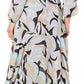 Vestido midi envelope estampado com ombros bufantes Calvin Klein feminino, preto, tamanho 4