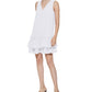 Vestido Calvin Klein Feminino com Babados e Corte A Branco Tamanho 6 Petite