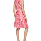Vestido Calvin Klein Feminino Estampado com Babados Vermelho Tamanho 10 Petite