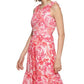 Vestido Calvin Klein Feminino Estampado com Babados Vermelho Tamanho 10 Petite