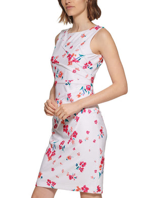 Vestido tubinho sem mangas Calvin Klein Sunburst feminino, branco, tamanho 10, pequeno