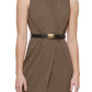 Vestido curto com cinto Calvin Klein feminino, marrom, tamanho 4