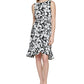Vestido Calvin Klein Feminino Estampado A-Line Preto Tamanho 12 Petite