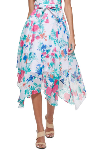 Vestido Calvin Klein Feminino Floral Alto Baixo Rosa Tamanho 12 Petite