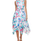 Vestido midi feminino Calvin Klein com estampa floral, rosa, tamanho 4