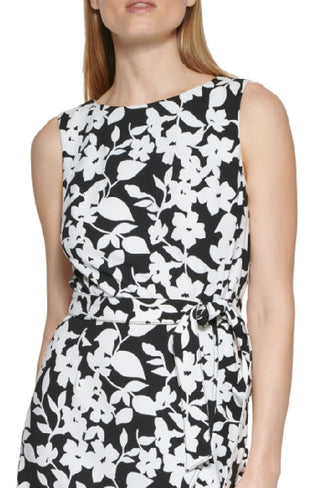 Calvin Klein Women's Floral Print Ruffled Hem Dress Black Size 2