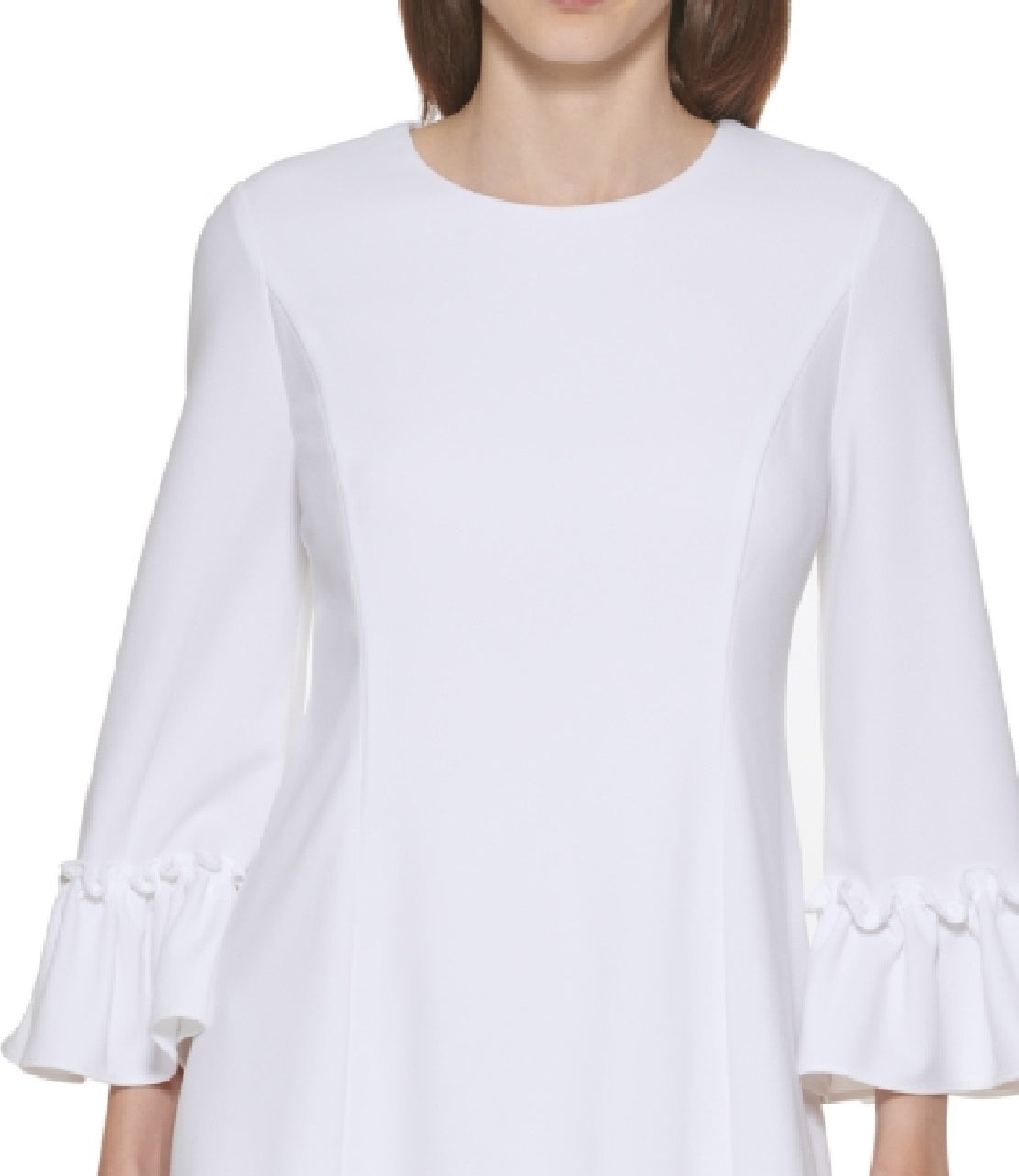 Vestido Calvin Klein Feminino com Babados e Corte A Branco Tamanho 12