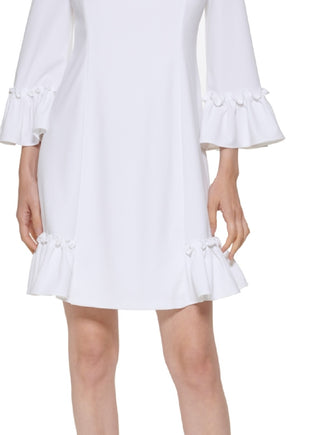 Vestido Calvin Klein Feminino com Babados e Corte A Branco Tamanho 12