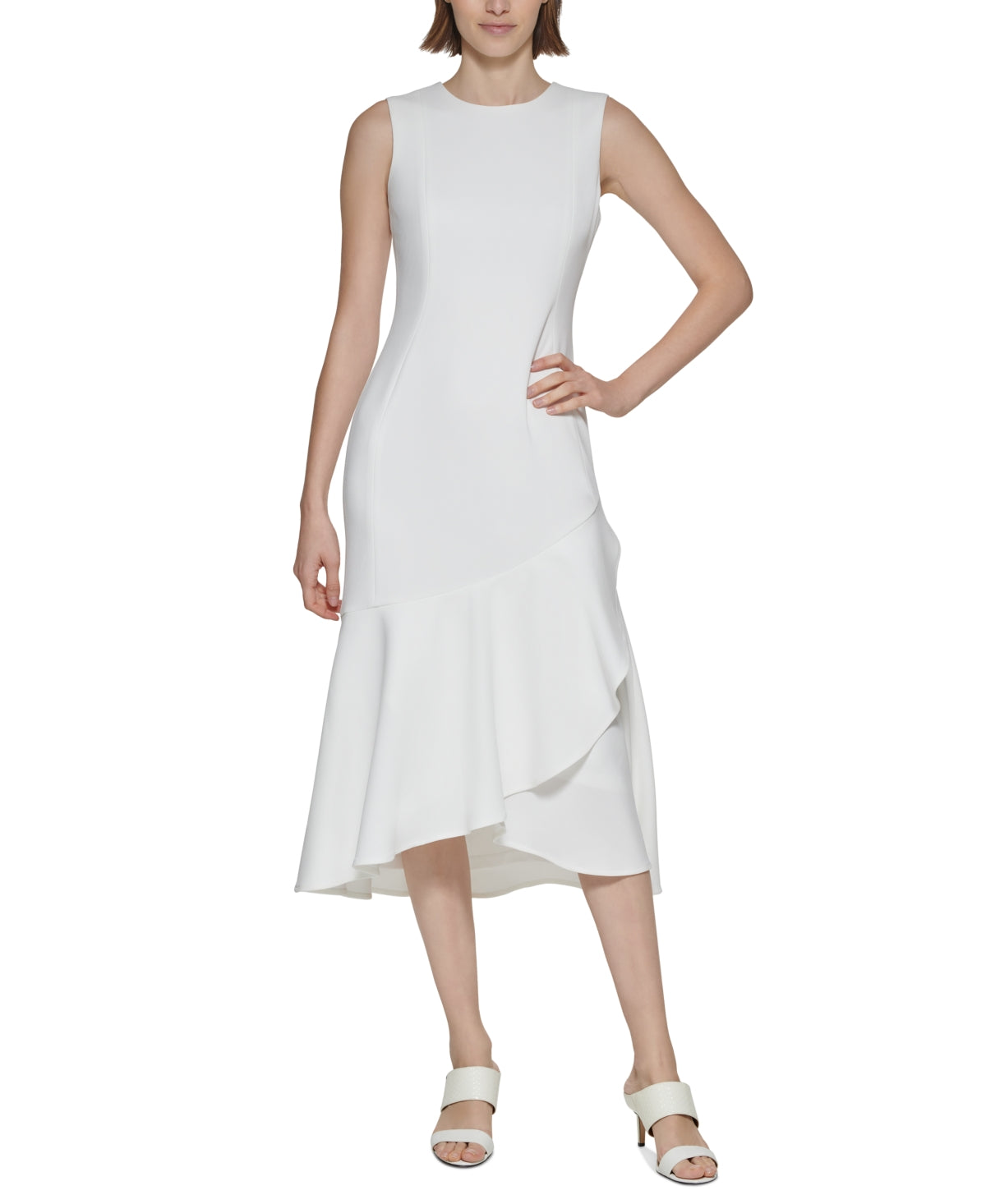 Vestido Calvin Klein Feminino Midi Alto Baixo Branco Tamanho 4