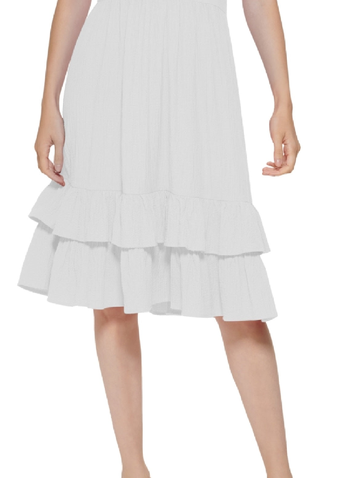 Vestido Calvin Klein Feminino com Babados e Corte A Branco Tamanho 4