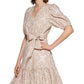 Vestido Calvin Klein Feminino Manga Bufante com Cinto Marrom Tamanho 12
