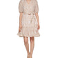 Vestido Calvin Klein Feminino Manga Bufante com Cinto Marrom Tamanho 12