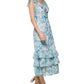 Vestido longo com babados e camadas Calvin Klein feminino, verde, tamanho 12