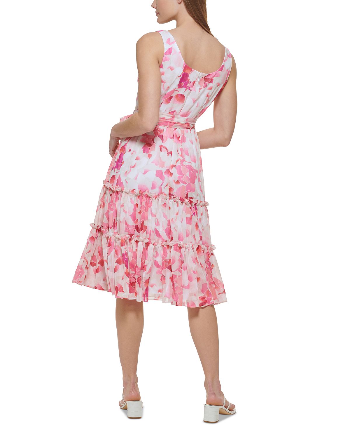 Vestido floral feminino Calvin Klein A-Line rosa tamanho 14