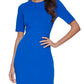 Vestido tubinho Calvin Klein feminino com manga cotovelo, azul, tamanho 10