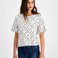 Camiseta Calvin Klein Feminina Boyfriend com Logo Branca Tamanho Pequeno Médio