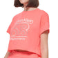 Camiseta feminina Calvin Klein com estampa de logo laranja, tamanho médio